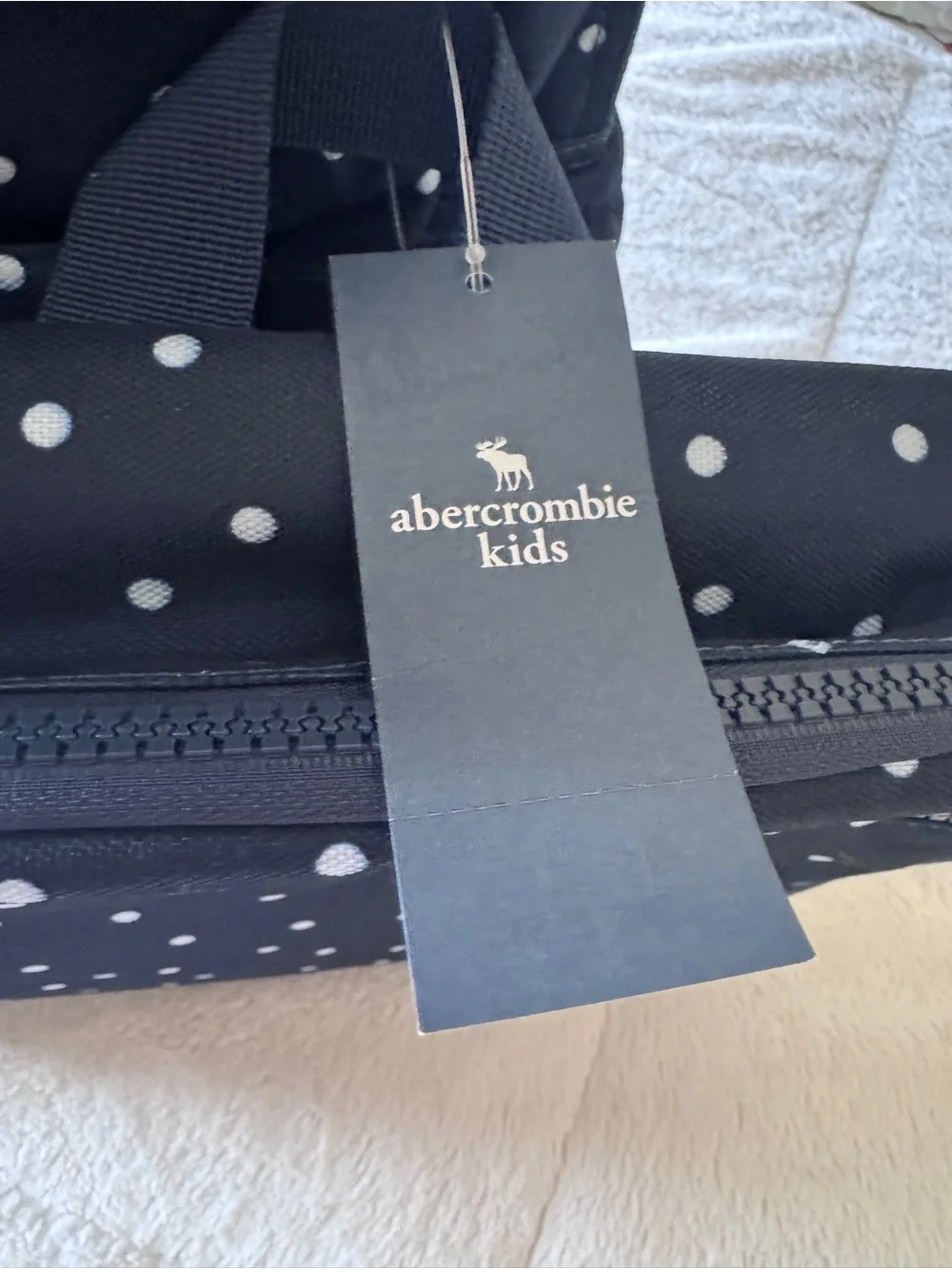 NEW Abercrombie & Fitch Kids Navy Polka Dot Backpack + Lunch Bag 2pc Set